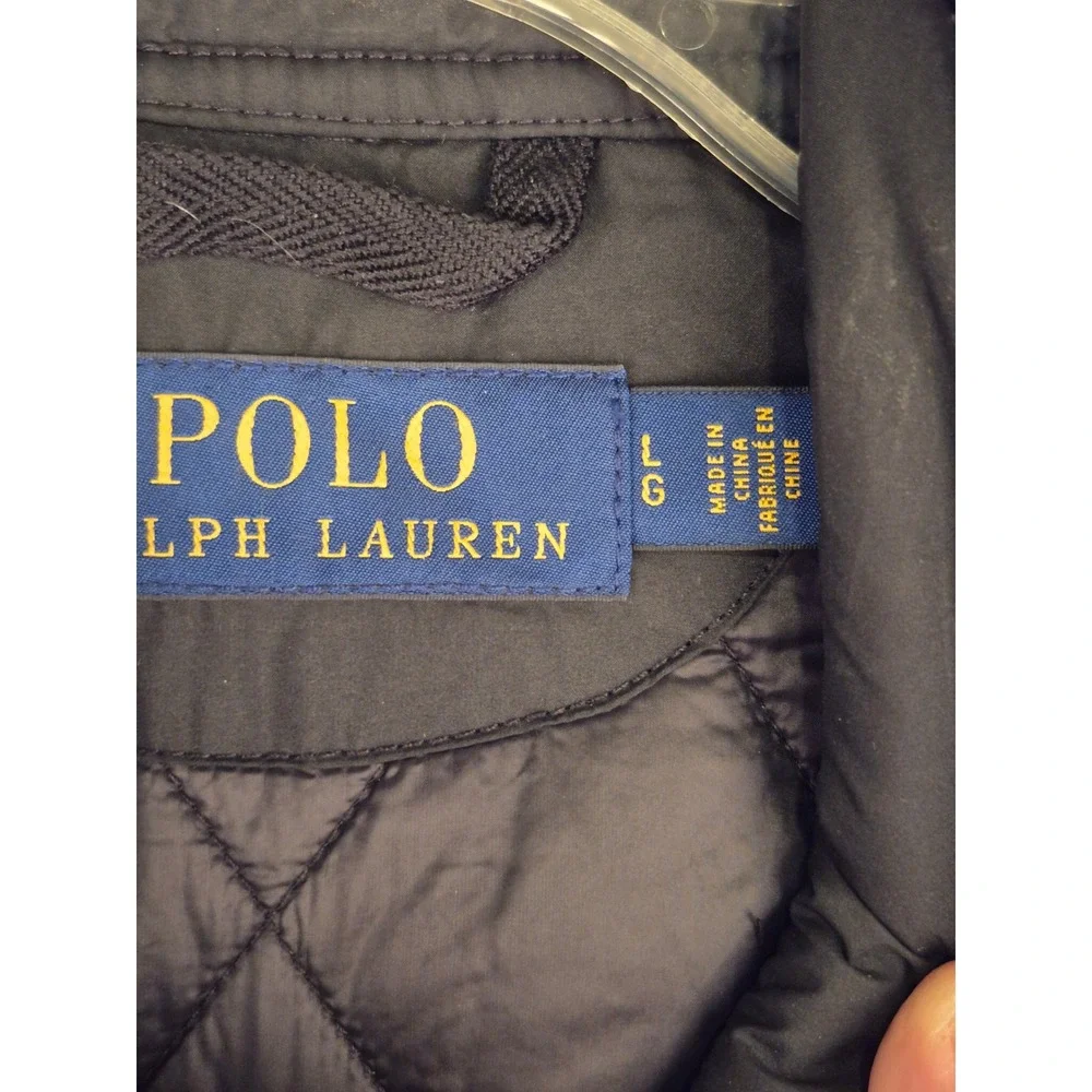 Polo Ralph Lauren Mens Black Diamond Quilted Vest Mock Neck Full Zip Large